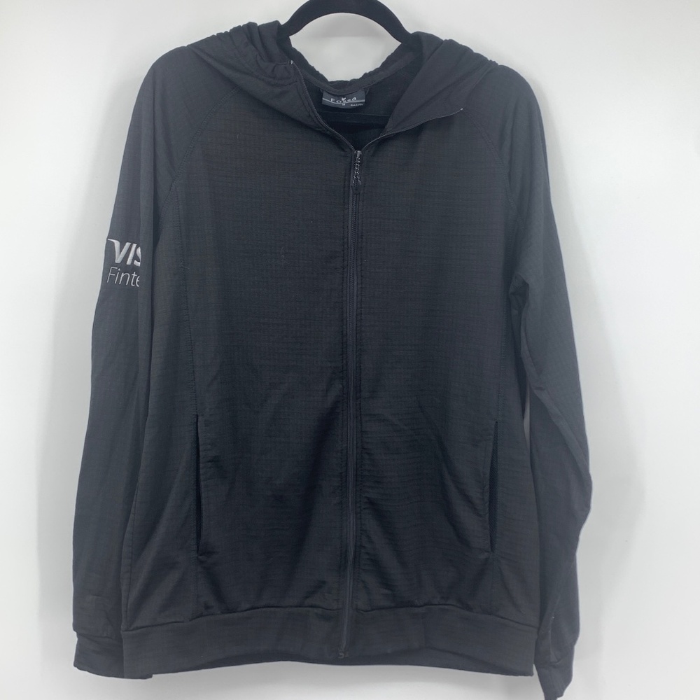 Fossa mens medium jacket hoodie front full zip black activewear pockets